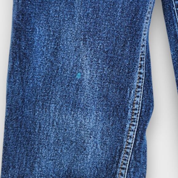 Apple Bottom Jeans Kids Girls Sz 8 Blue Denim Embroidered Pockets Slim Fit *Flaw - Picture 3 of 7